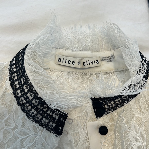Alice + Olivia Jessica lace button front collar blouse - Picture 9 of 9